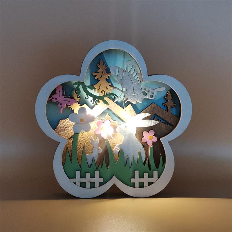 Easter Wooden LED Light Gifts Home Ornament Decoration