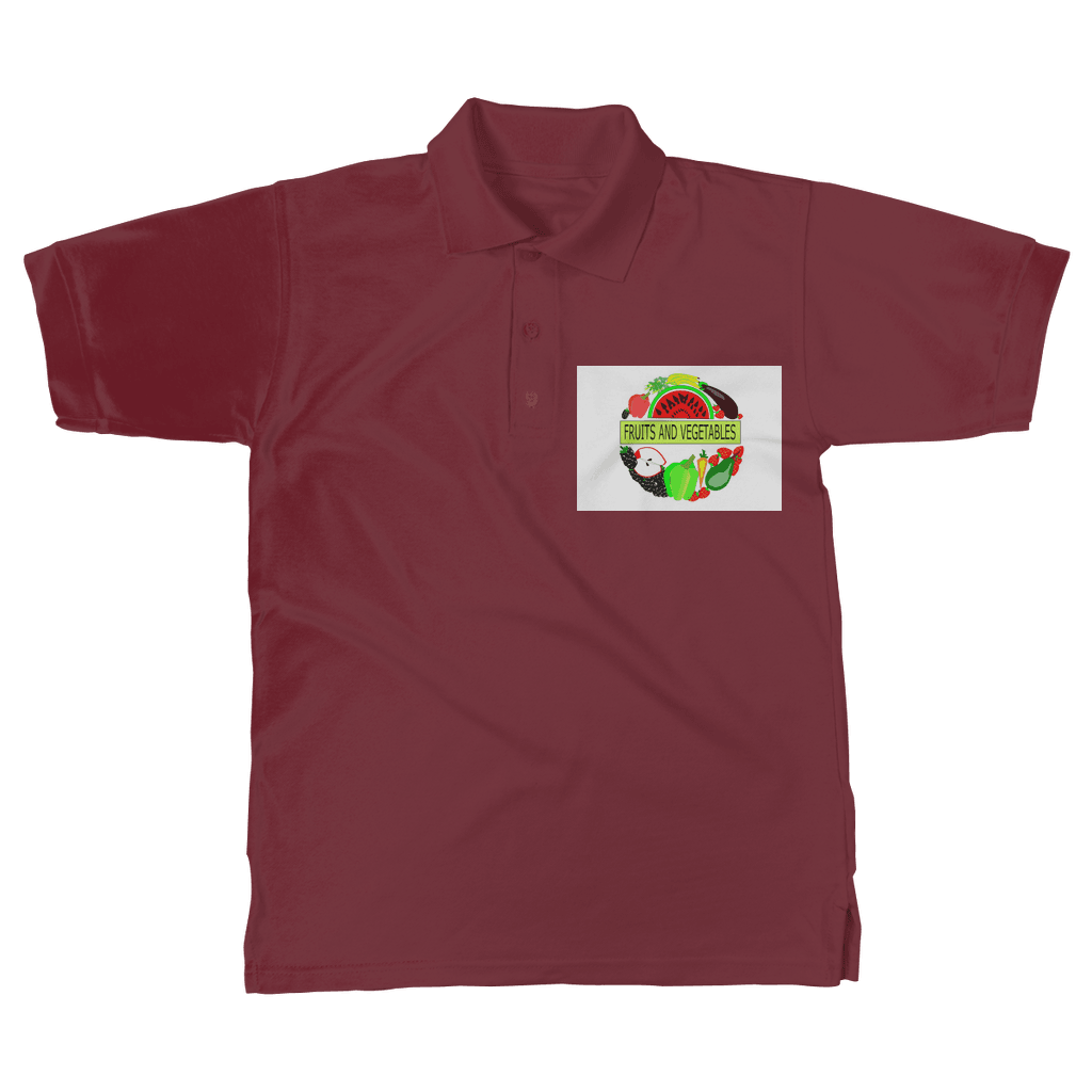 Simple Fruits And Vegetables Design Adult Polo Cotton Shirt - Mercy Abounding