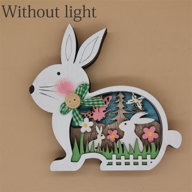Easter Wooden LED Light Gifts Home Ornament Decoration