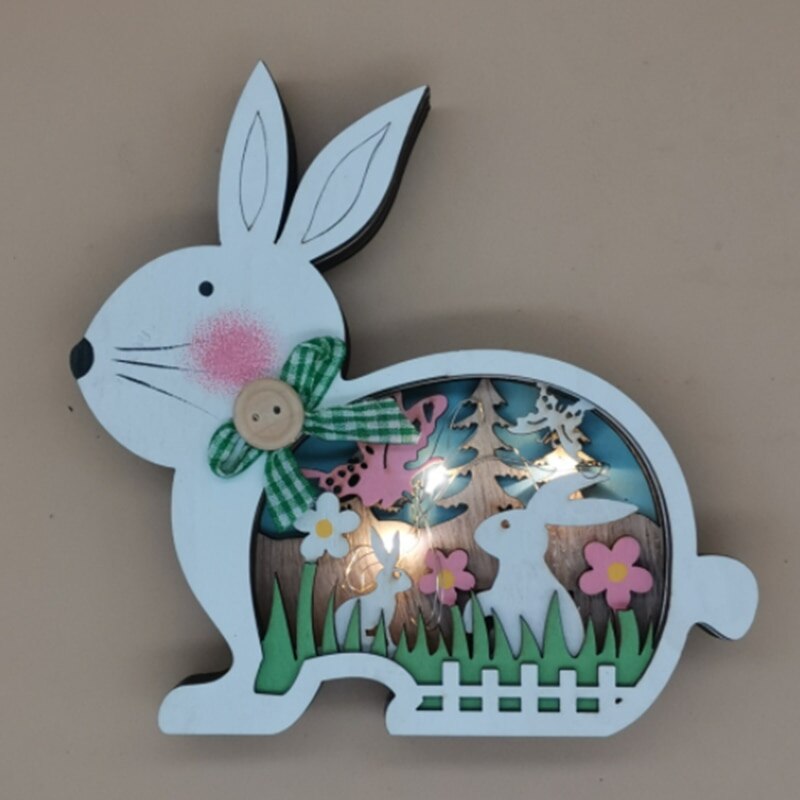 Easter Wooden LED Light Gifts Home Ornament Decoration