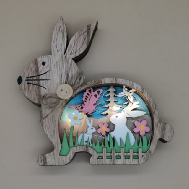 Easter Wooden LED Light Gifts Home Ornament Decoration