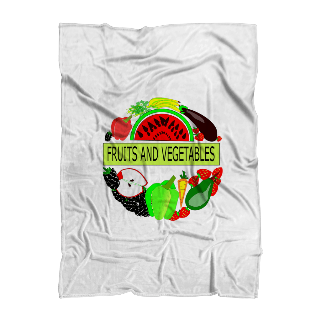 Washable Polar Cuddle Fleece Fabric Fruits And Vegetables Design Throw Blanket - Mercy Abounding