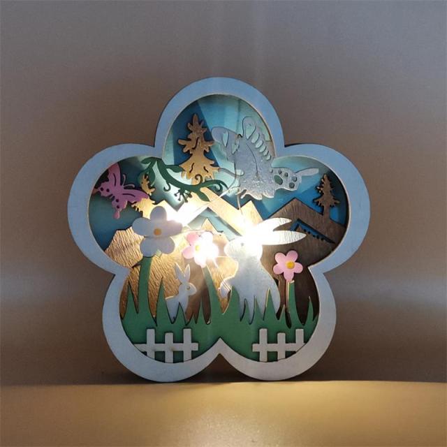 Easter Wooden LED Light Gifts Home Ornament Decoration