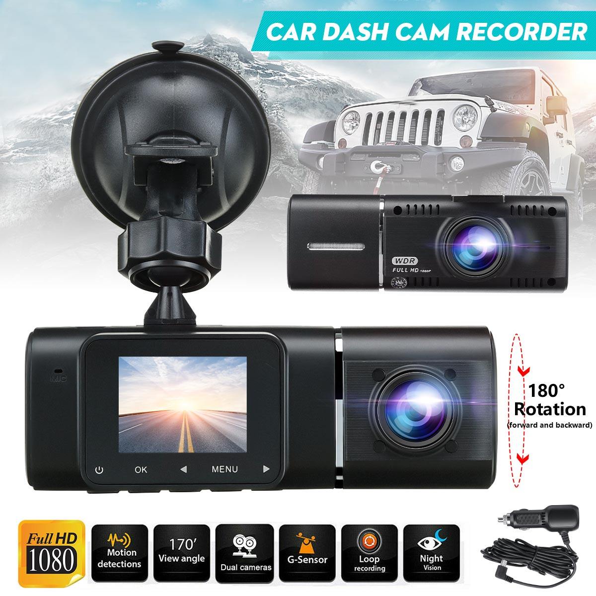 1.5 Inch LCD Screen 1080P Dual Wide Angle Lens Car DVR Dash Cam IR Night Vision Front & Inside Camera HD Video Recorder
