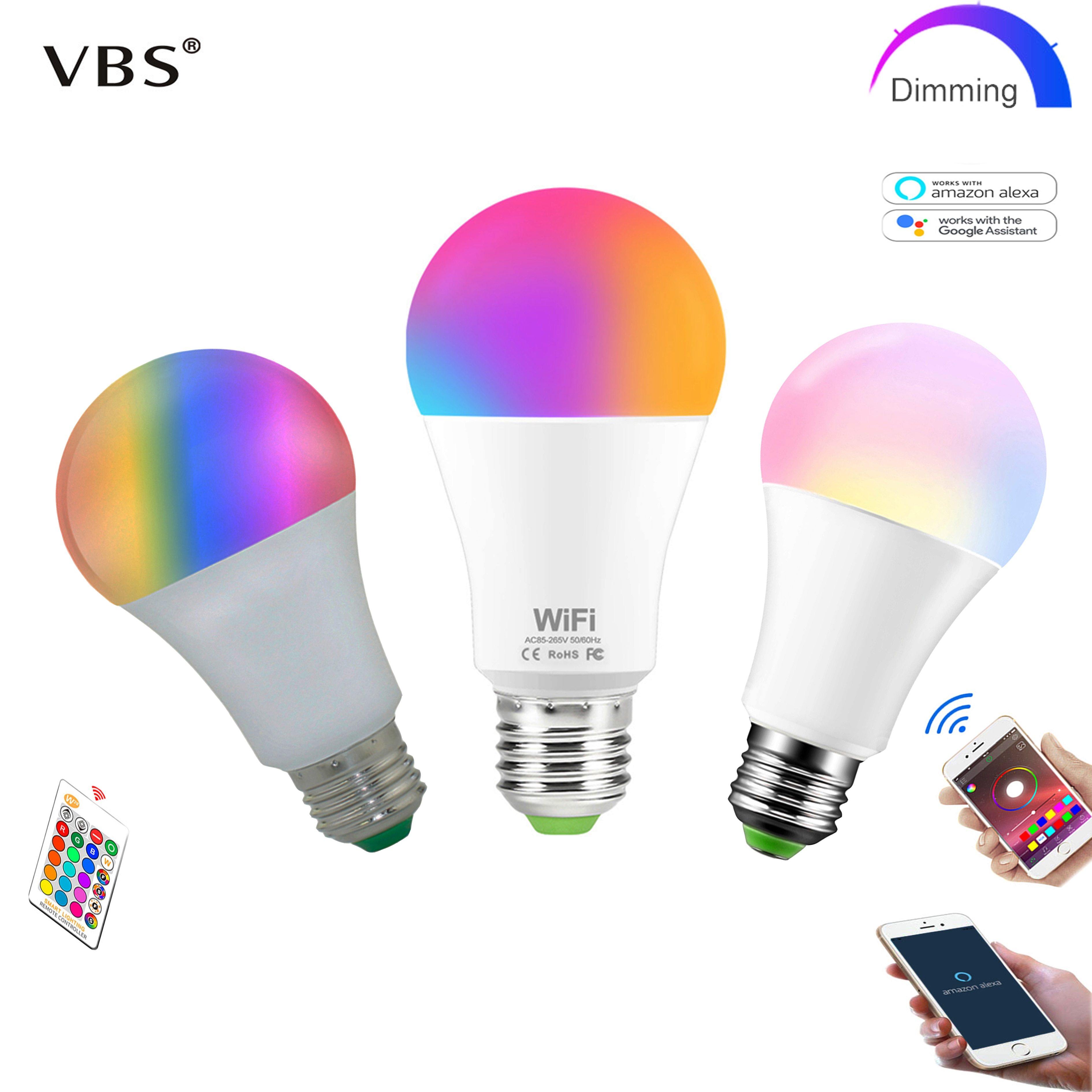 Dimmable E27 LED Lamp RGB 15W WIFI Smart Bulb Bluetooth APP Control 5W 10W IR Remote Control Colore Light Bulb 85-265V For Home