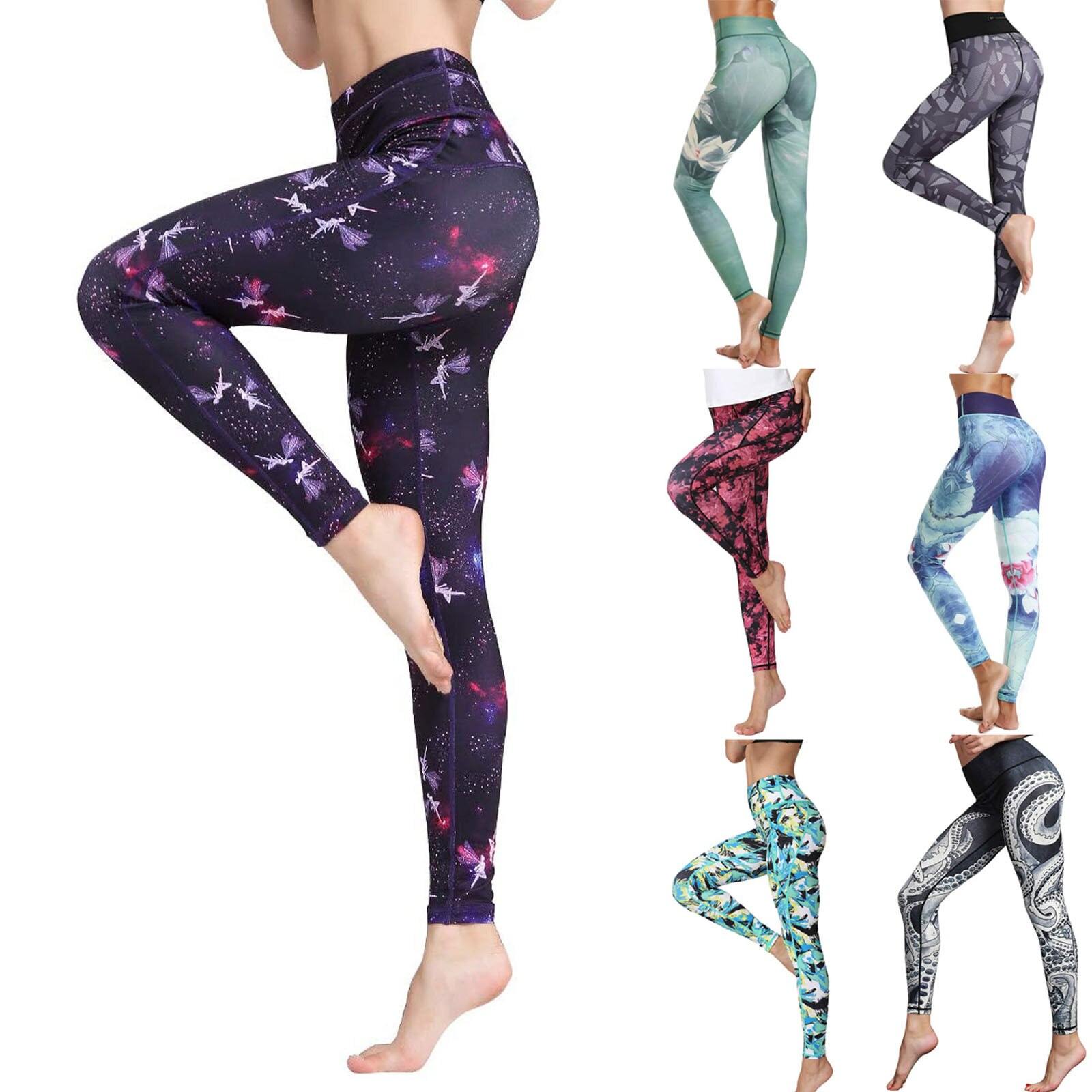 Women Yoga Pants 3d Flower Printing Compression Elasticity Fitness Sports Long Active Leggings Tights Girl Running Sportswear