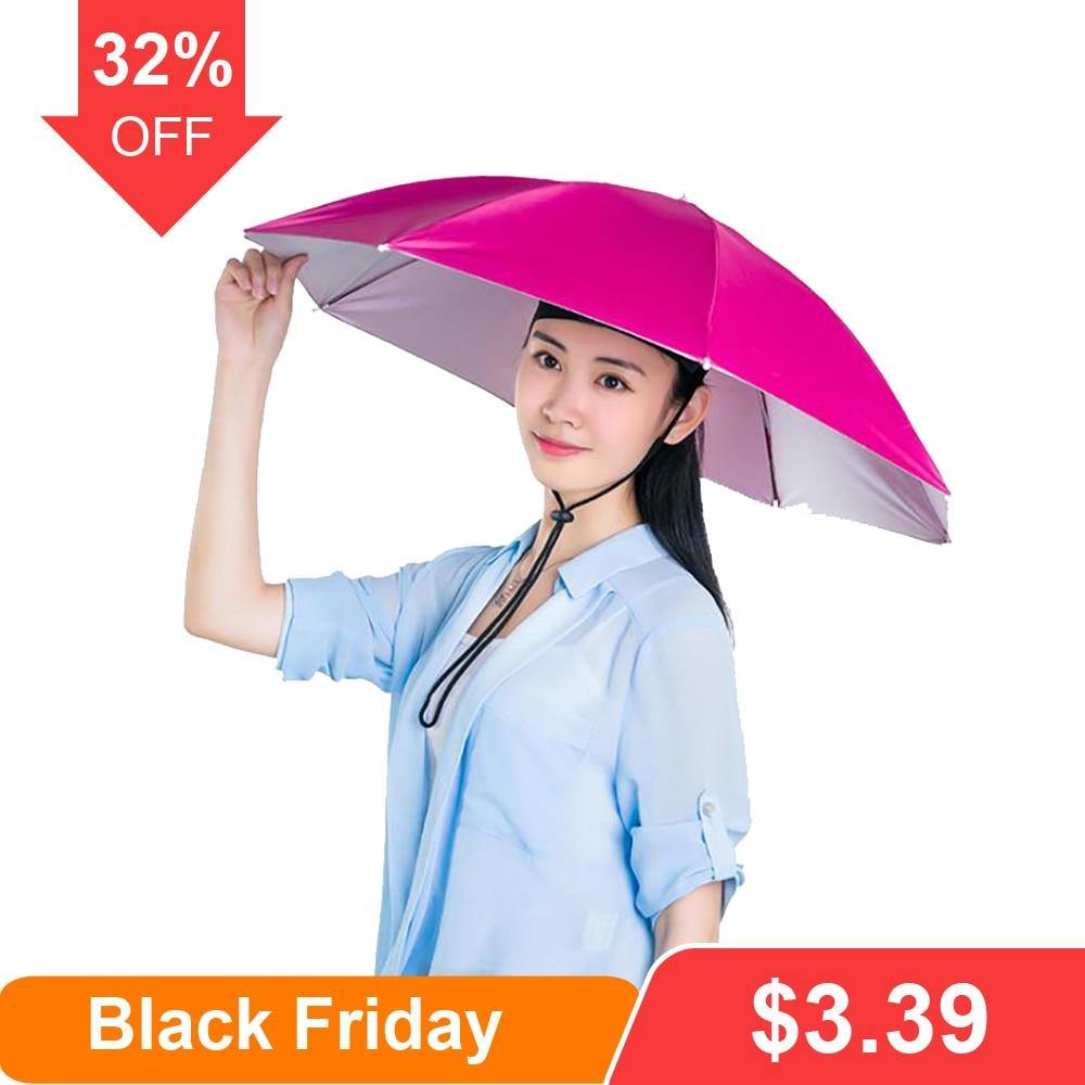 Head Wear Parasol Foldable Lightweight Outdoor Sport Hat Hiking Beach Camping Cycling Cap Umbrella Sunscreen Parasol Fishing Cap