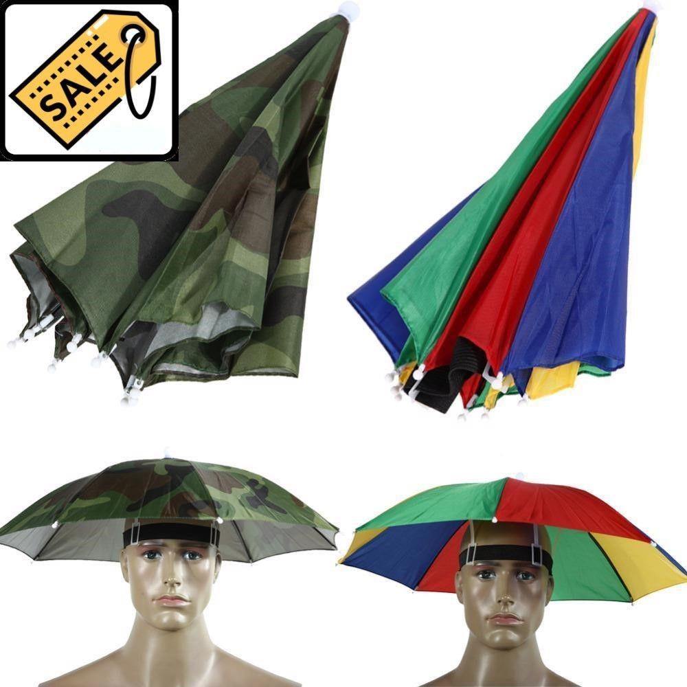 Head Wear Parasol Foldable Lightweight Outdoor Sport Hat Hiking Beach Camping Cycling Cap Umbrella Sunscreen Parasol Fishing Cap
