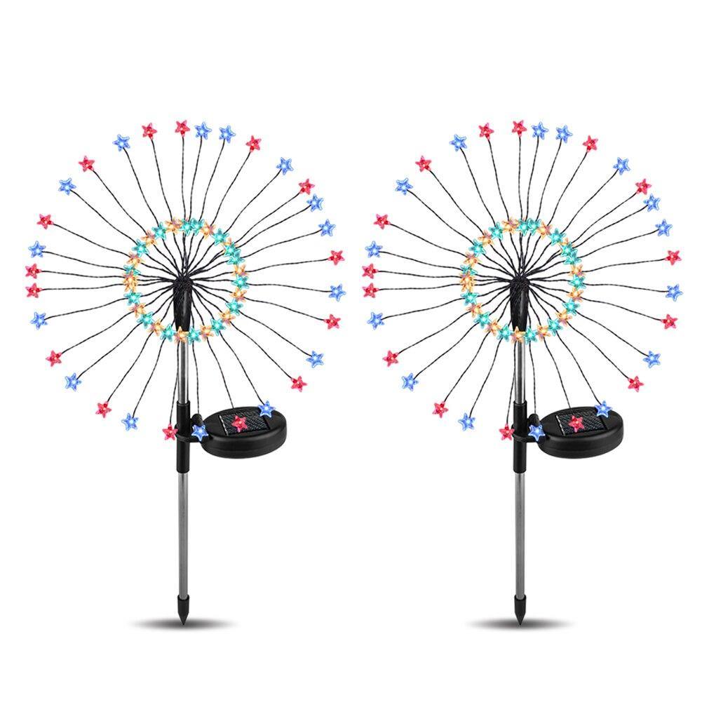 Hot Sell 2pcs 90 LED Solar Powered Firework Lights IP44 Waterproof Outdoor Lamp for Landscape Garden Outdoor Decoration