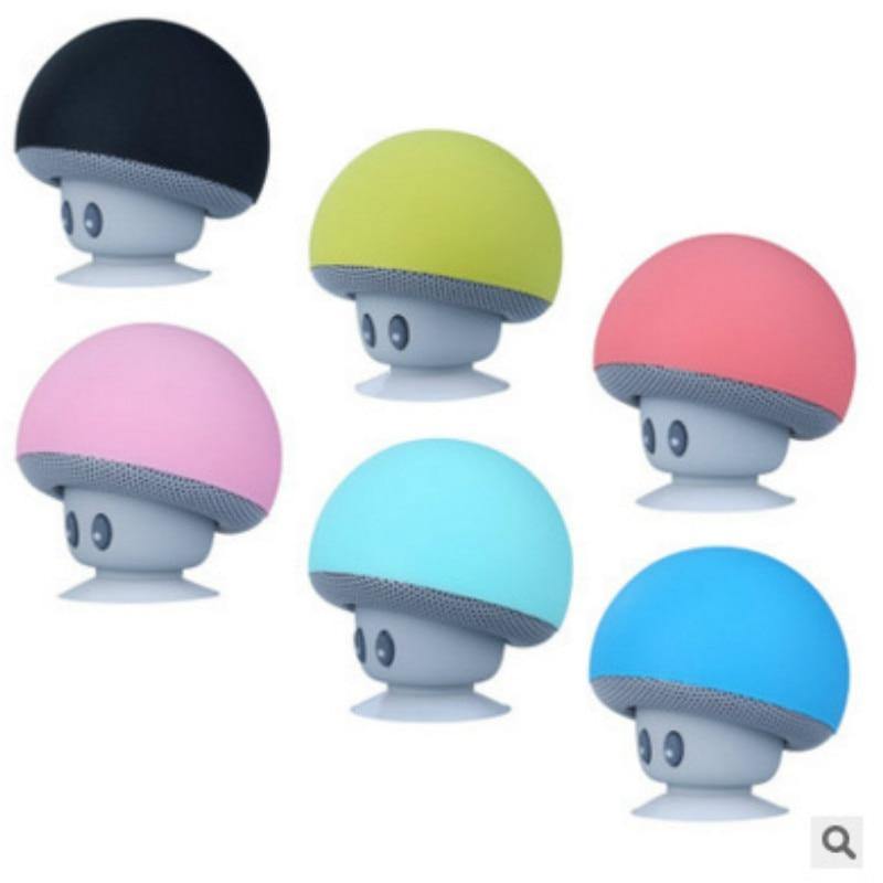 Cartoon mini portable small mushroom head wireless bluetooth speaker silicone suction cup speaker phone holder audio