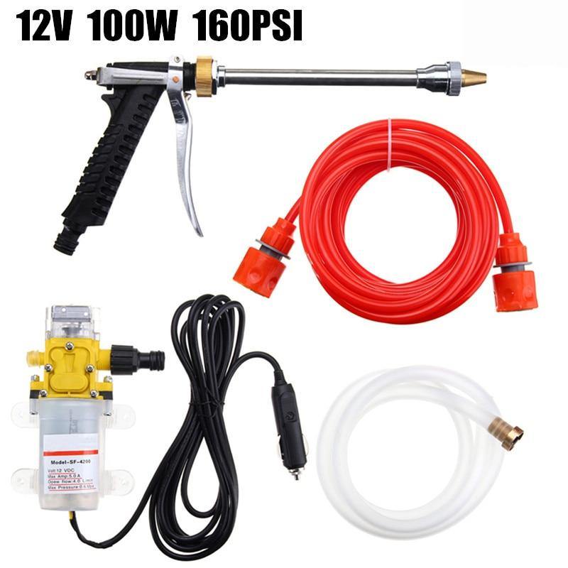 12V 100W 160PSI High Pressure Car Electric Wash Pump Sprayer Kit Auto Washer Sprayer Cleaning Machine Set with Car Charger