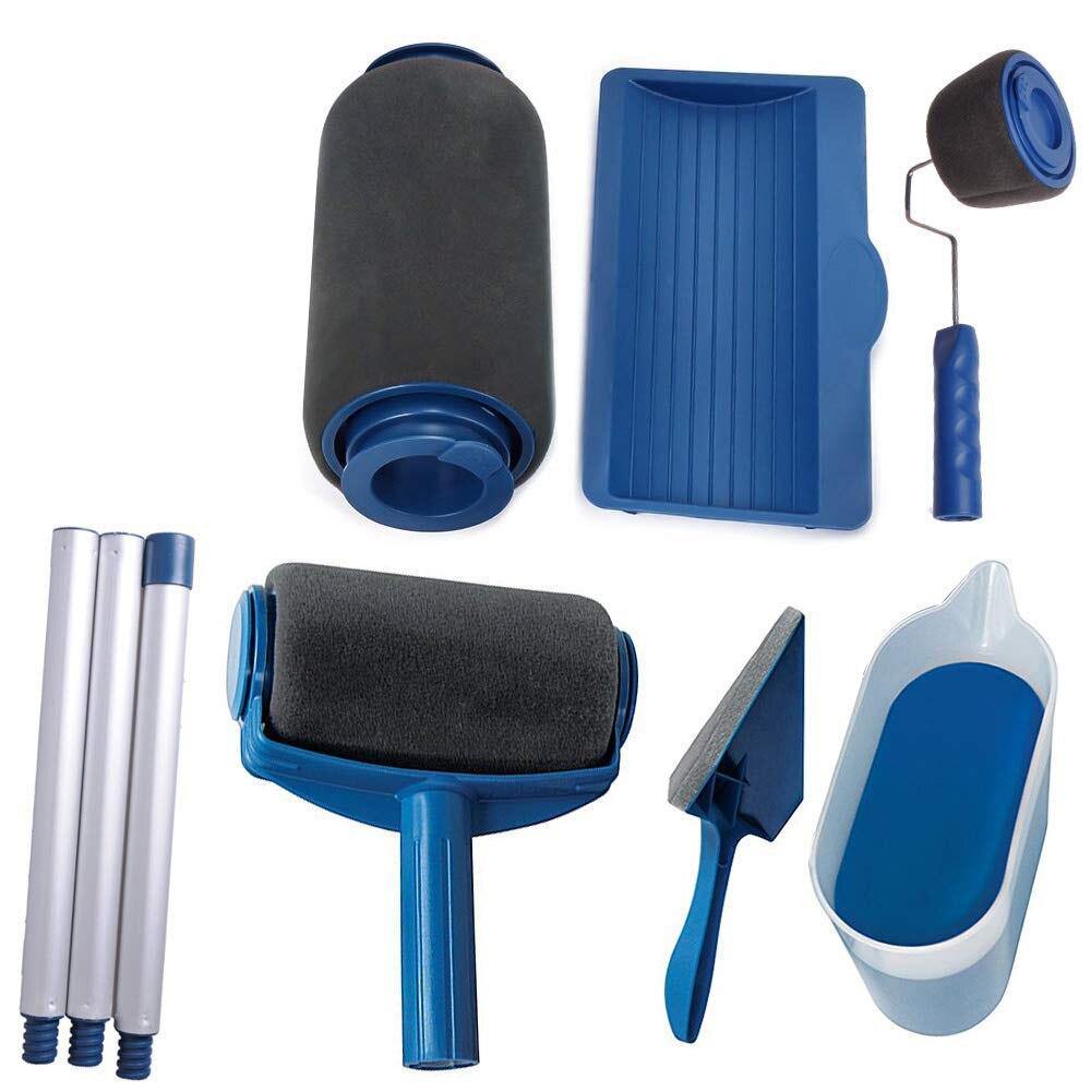 9pcs/set Multifunctional Household Use Wall Decorative Paint Roller Brush Handle Tool DIY Easy to Operate Wall Painting Brush