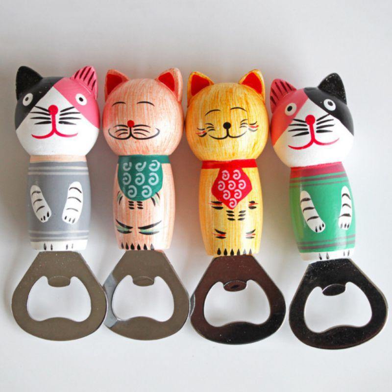 Bottle Openers Cartoon Cat Bear Kitty Beer Bottle Opener Funny Fridge Magnet Stainless Steel Bar Tools