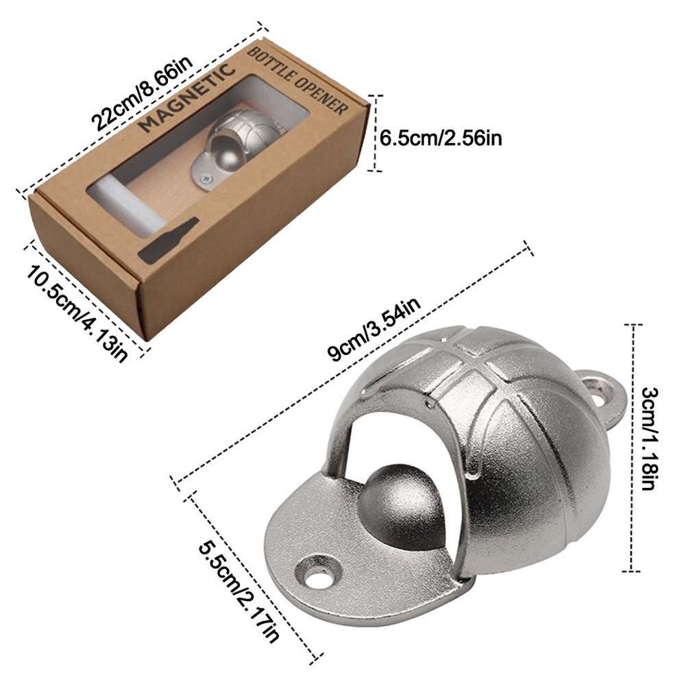 Automatic Bottle Opener Wooden Board Magnetic Refrigerator Beer Basketball Football Cap for Home Bar