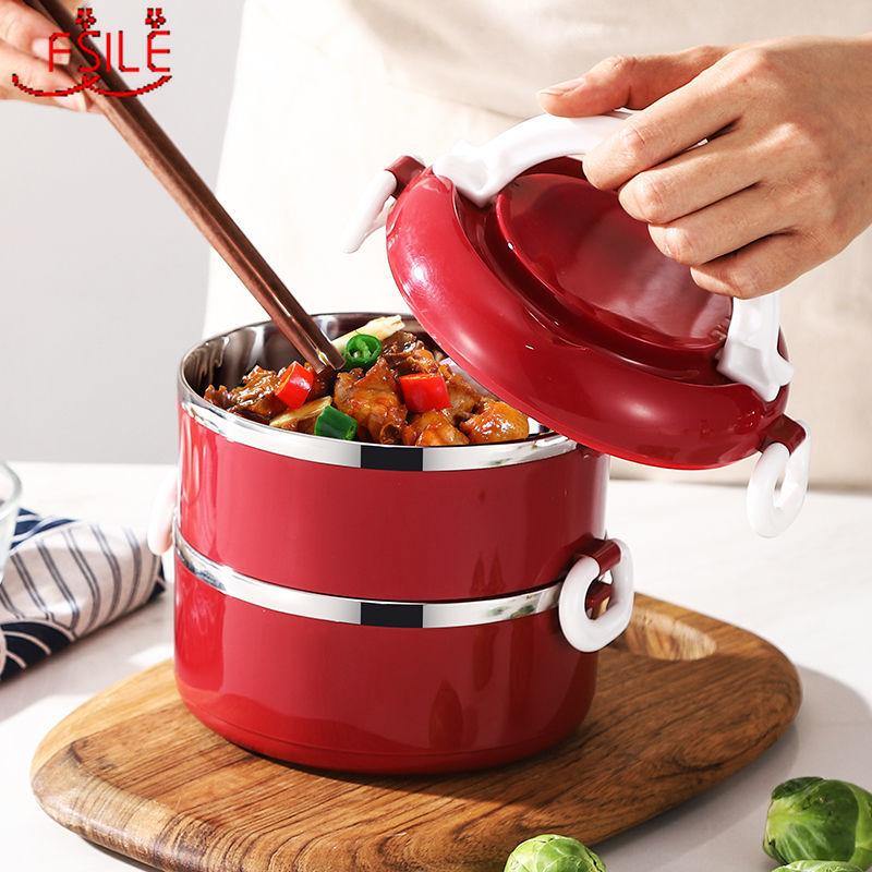 Extra-thick 304 Insulated Lunch Box Barrel Office Worker Stainless Steel Lunch Box with Lid Microwave Oven Heated Lunch Box