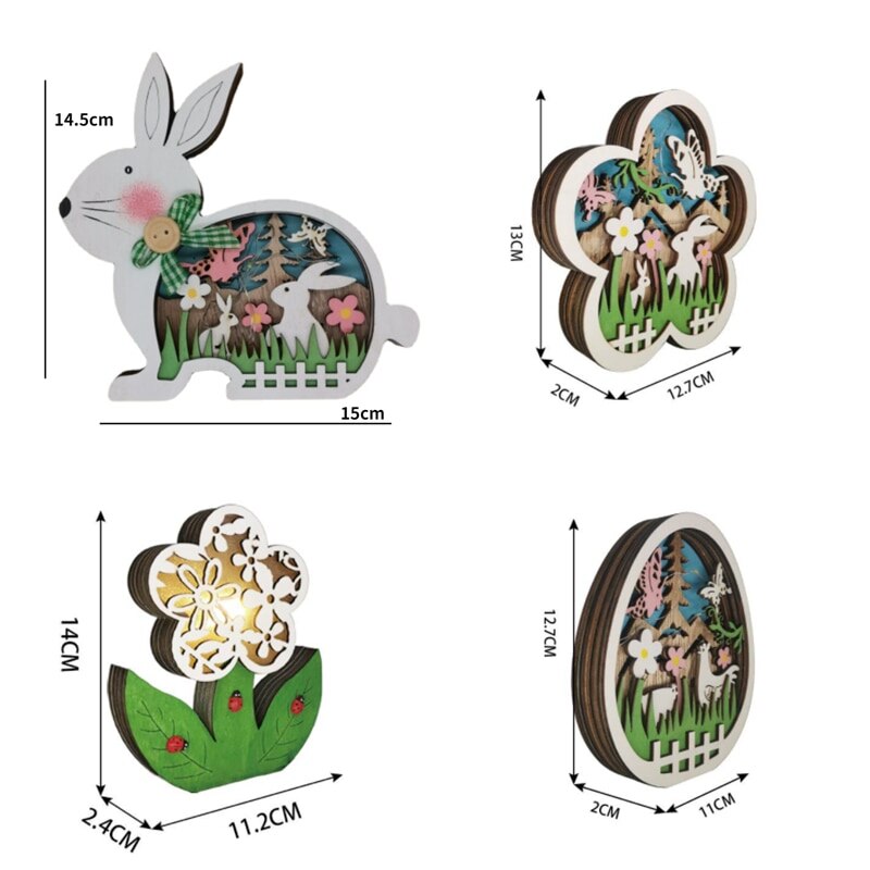 Easter Wooden LED Light Gifts Home Ornament Decoration