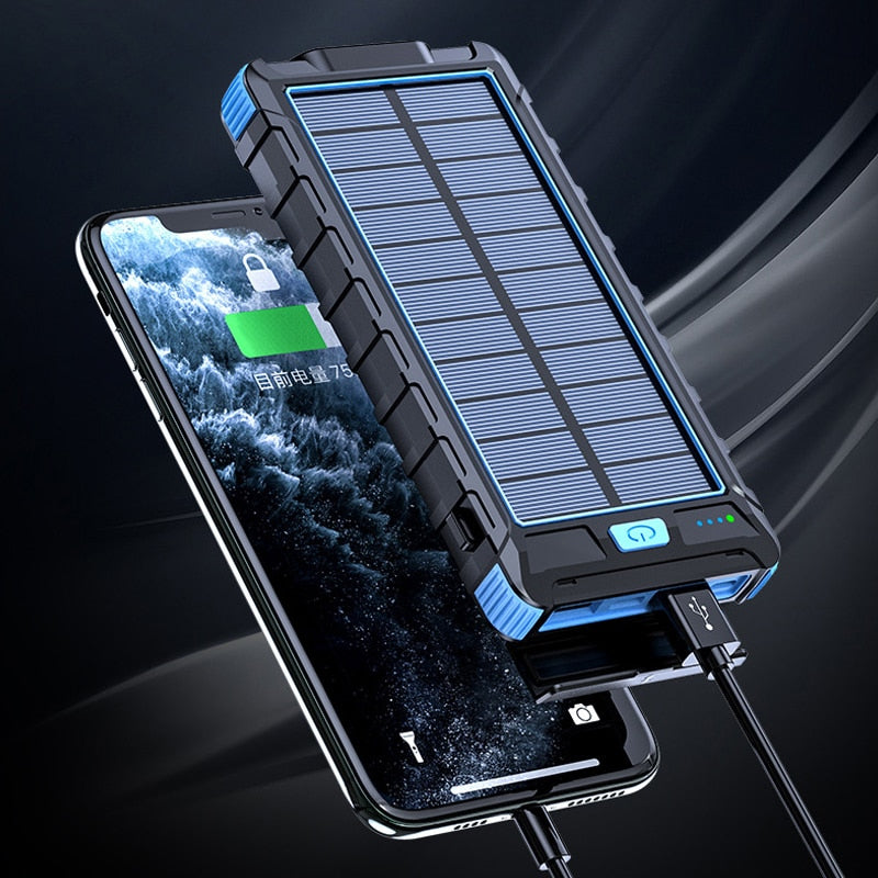 Waterproof Solar Power Bank For iPhone 11 Samsung 20000mAh