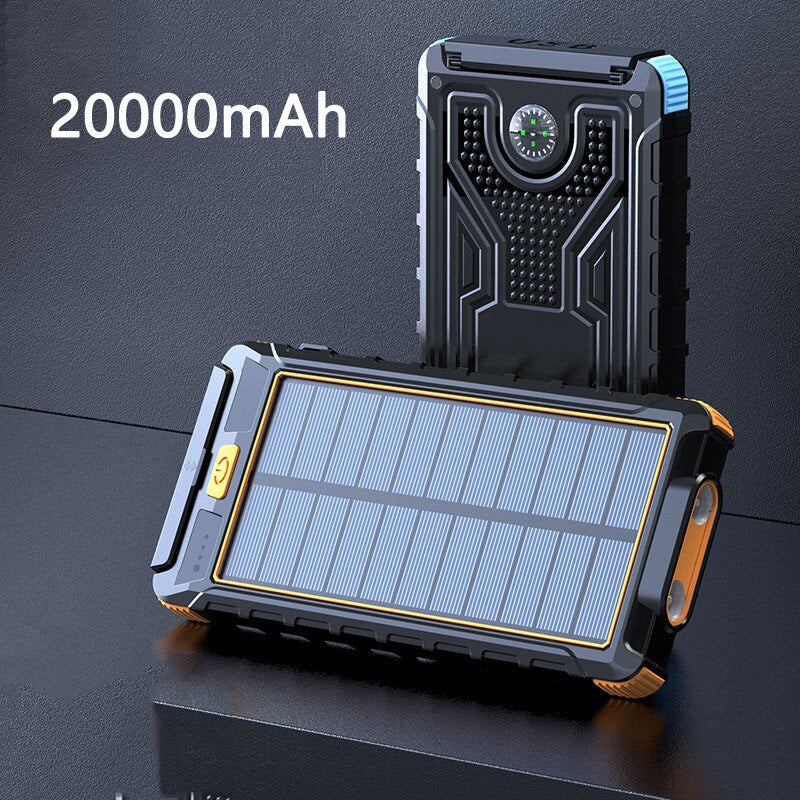 Waterproof Solar Power Bank For iPhone 11 Samsung 20000mAh