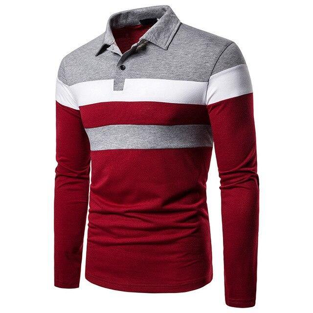 Men's Casual POLO Stitching Long Sleeve T-Shirt - Mercy Abounding