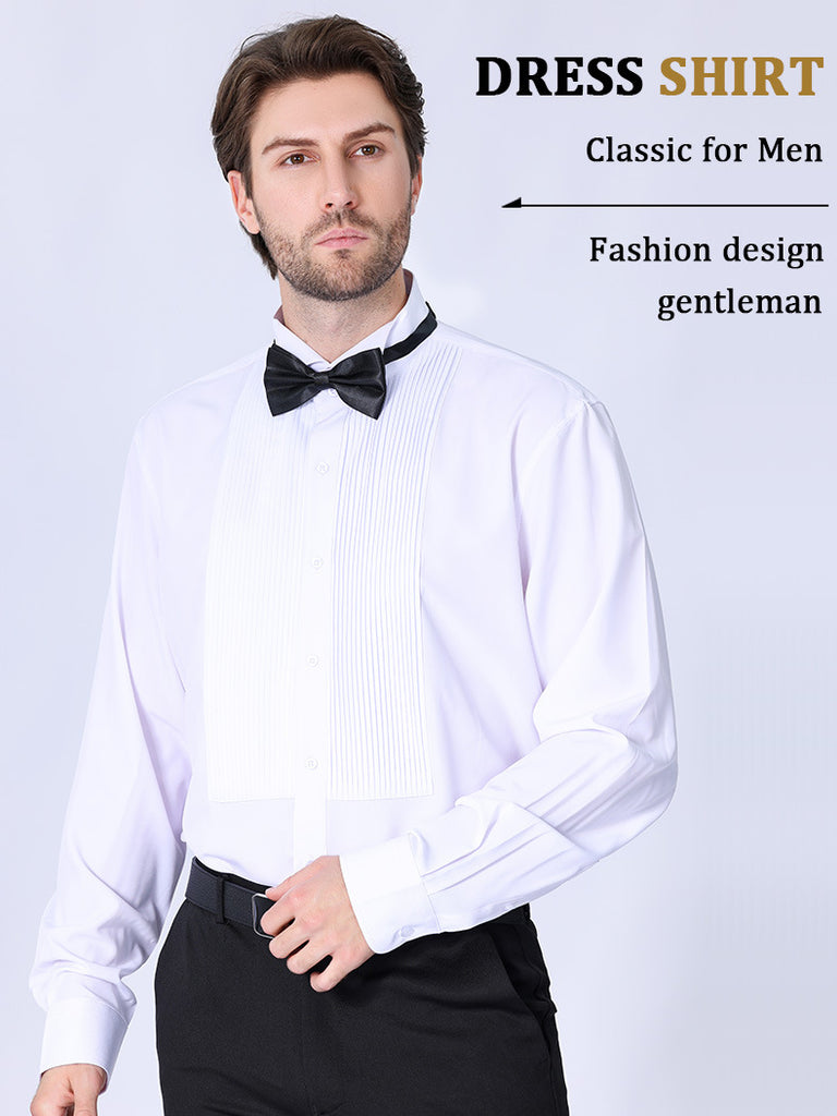 Quality elegant formal fbric wing collar gentlemen shirt party.