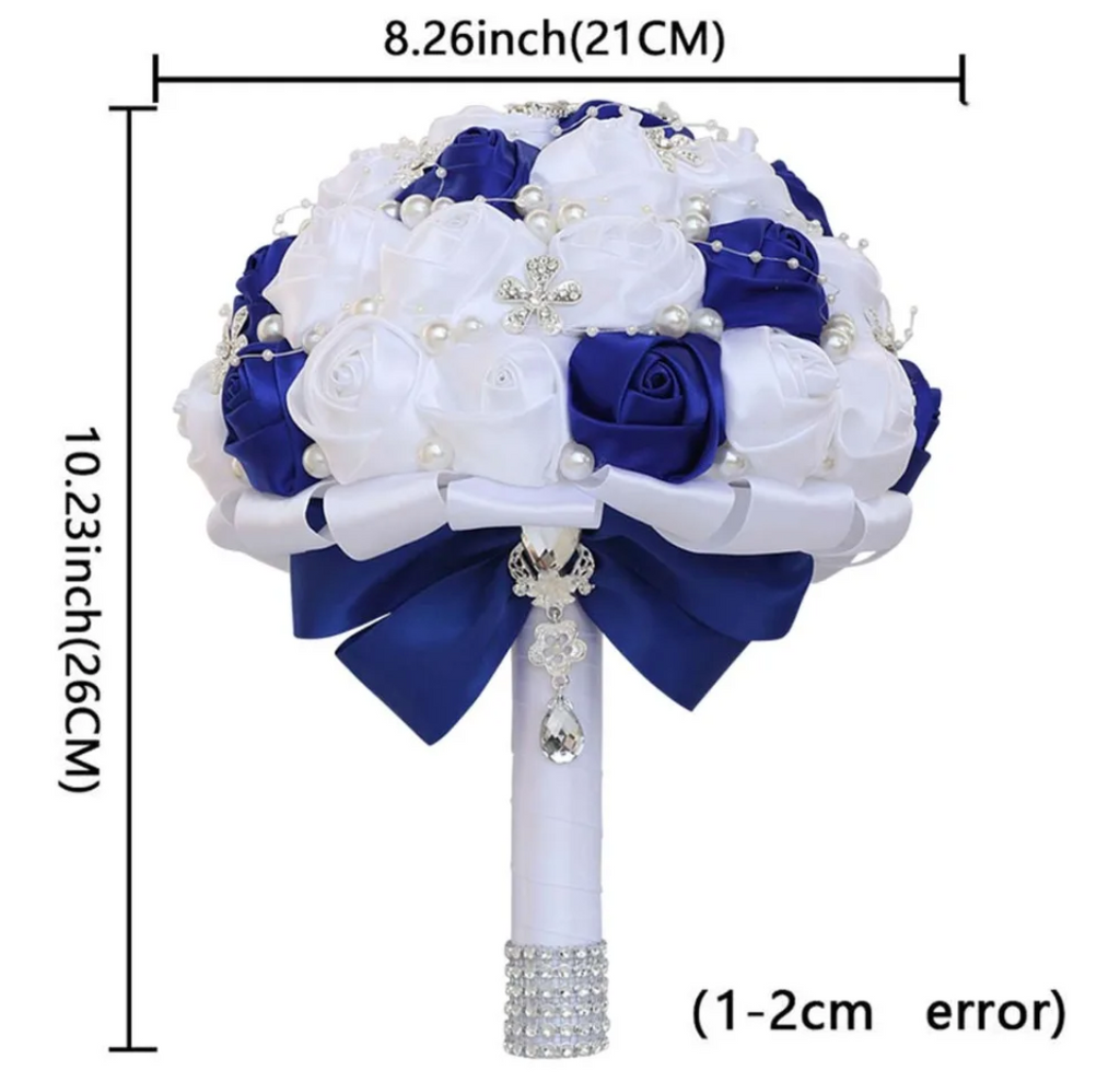 Beautiful Wedding Bouquet Holding Flowers Silk Rose Diamond W224E