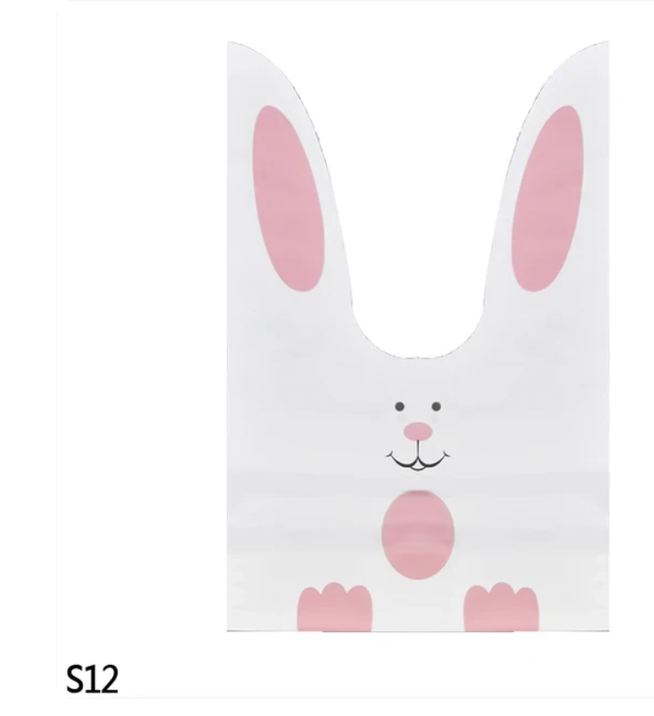 Easter Bunny Plastic Rabbit Cookie Bag Birthday Party Gift