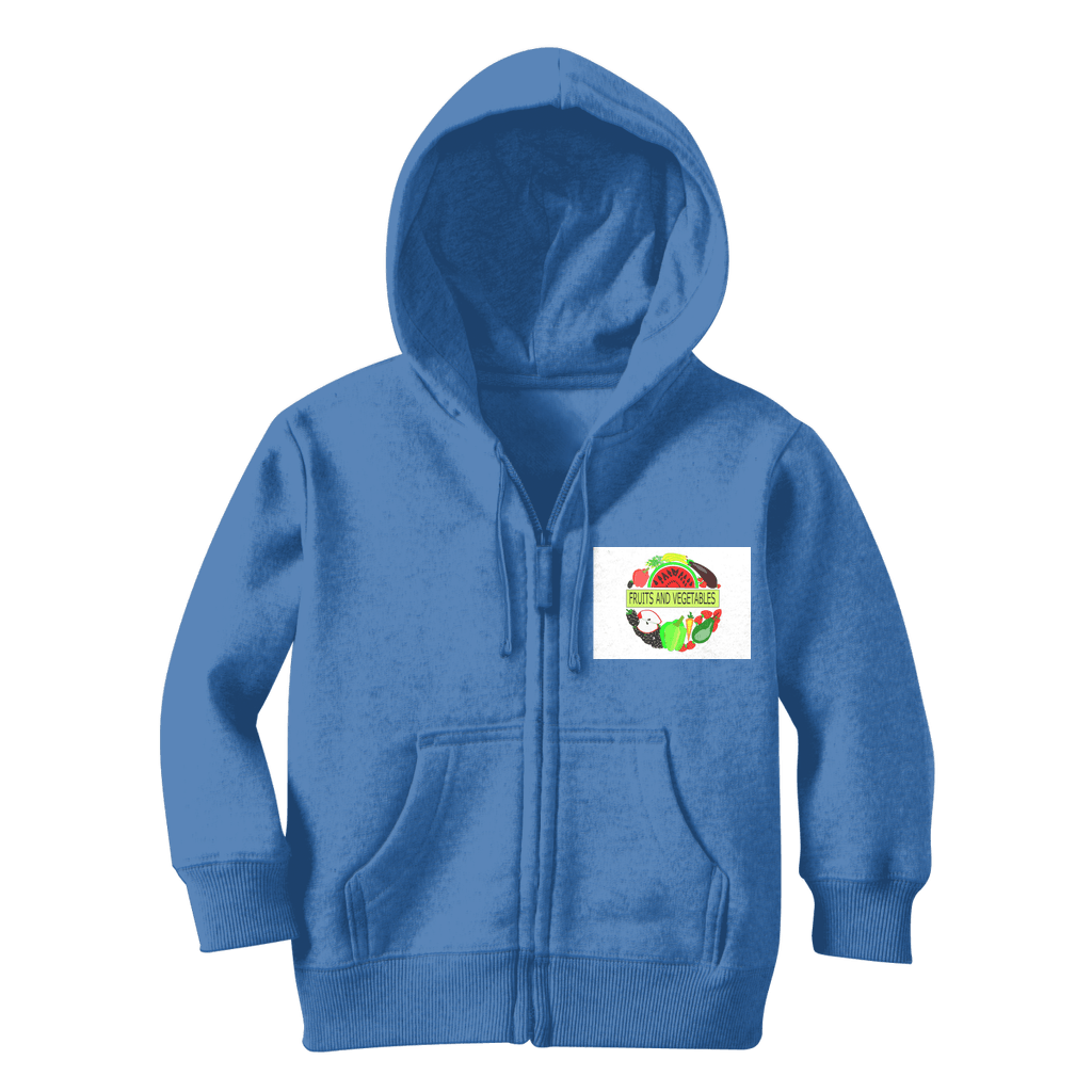 Soft Fabric Fruits And Vegetables Design Classic Kids Zip Hoodie - Mercy Abounding