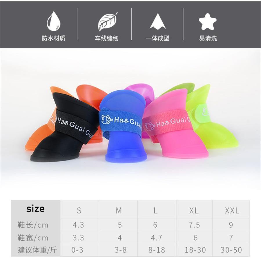 Waterproof Rain Pet Dog Anti Slip Rubber Boots 4pcs/Set - Mercy Abounding