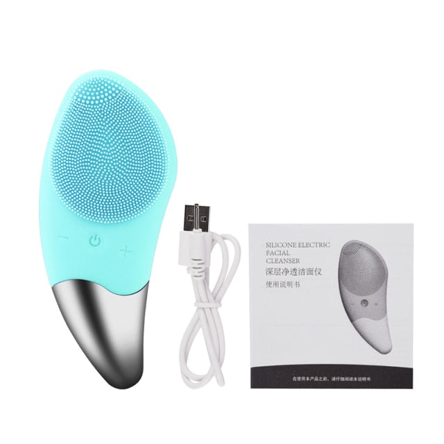 Electric Ultrasonic Silicone Facial Cleansing Massager Brushes