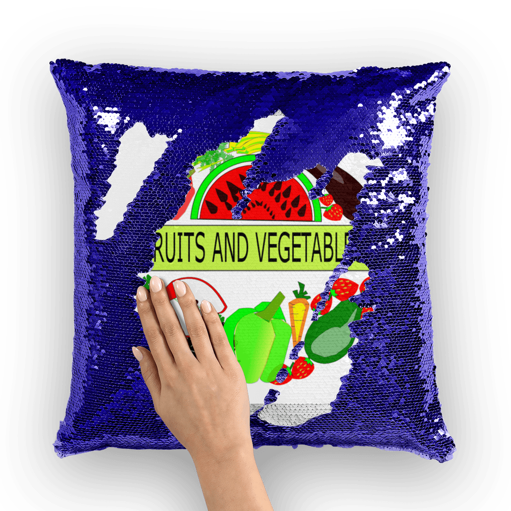Gorgeous Home Decor Fruits And Vegetables Design Sequin Cushion Cover - Mercy Abounding