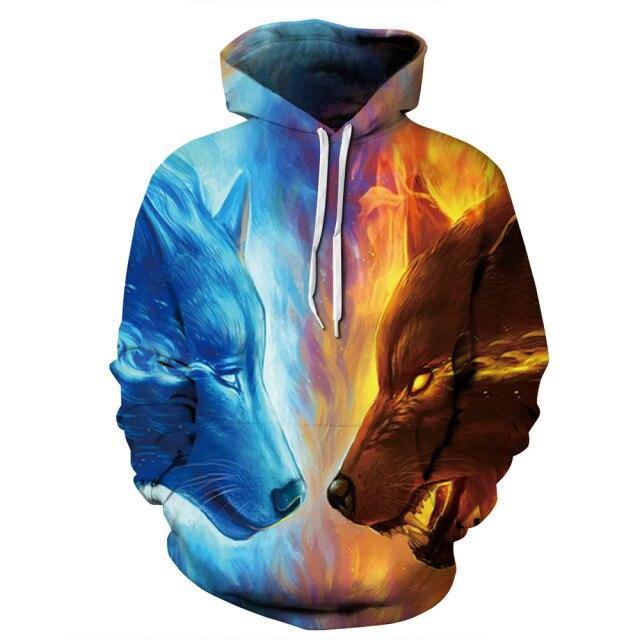 Gorgeous Men Woman Wolf Hooded Sweater For Couple, Sport - Mercy Abounding