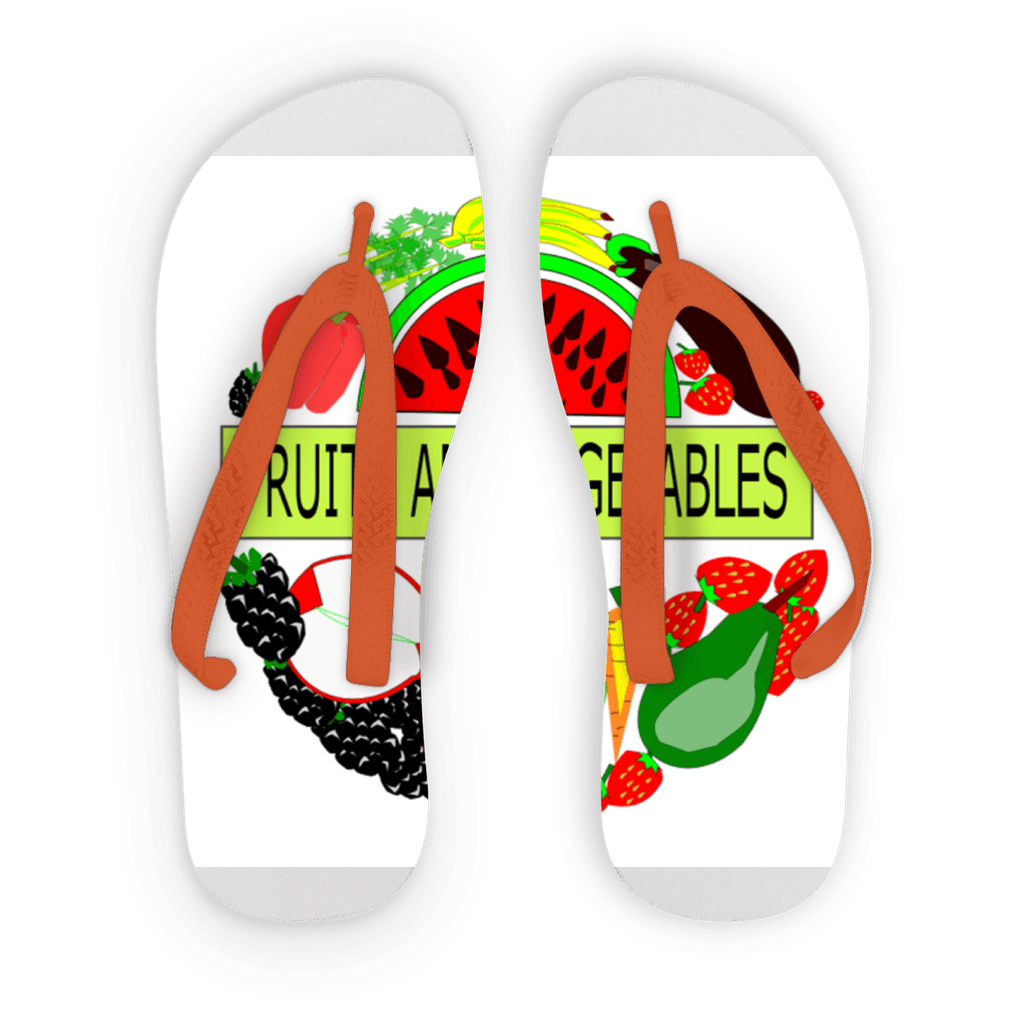 Comfortably Fruits And Vegetables Design Kids Flip Flops - Mercy Abounding