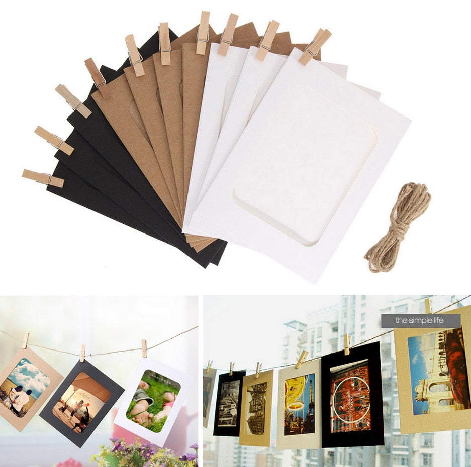 Paper Wooden Photo Frame Clips Party Wall Decoration Wedding 10PCS