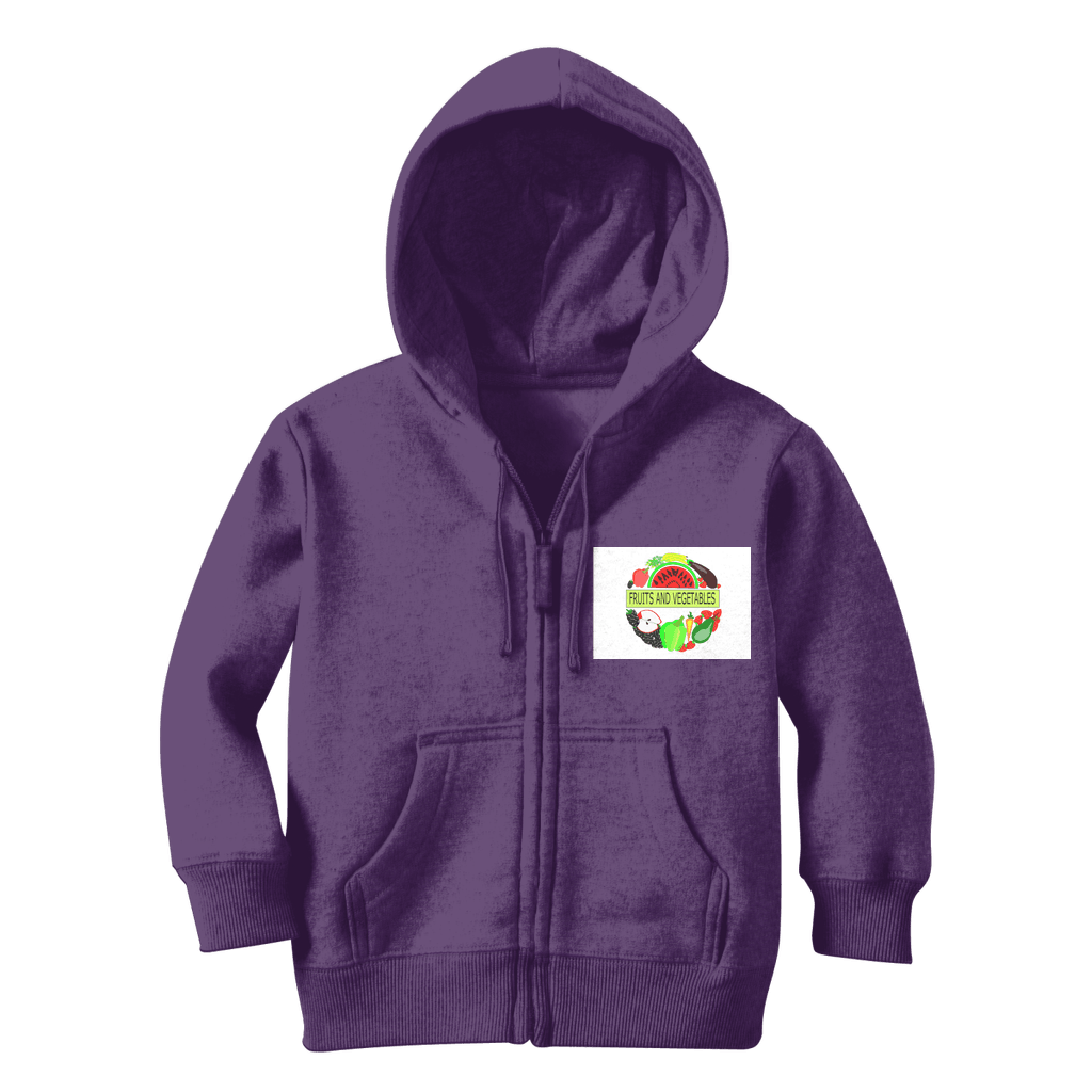 Soft Fabric Fruits And Vegetables Design Classic Kids Zip Hoodie - Mercy Abounding