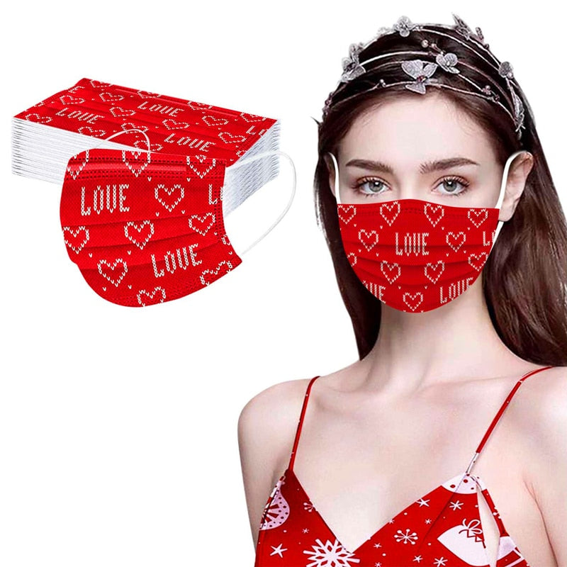 Adult Valentine Wedding Love Heart Reusable Washable Gifts Face Mask