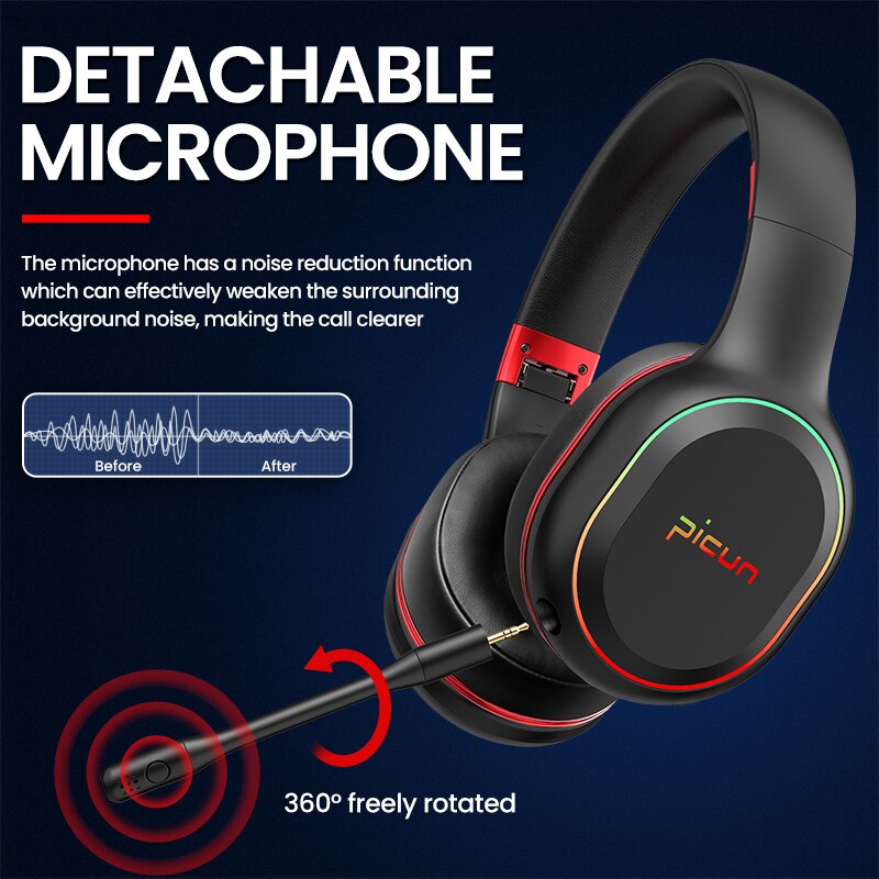 Picun Wireless Headphones Gaming Bluetooth With Mic P80S