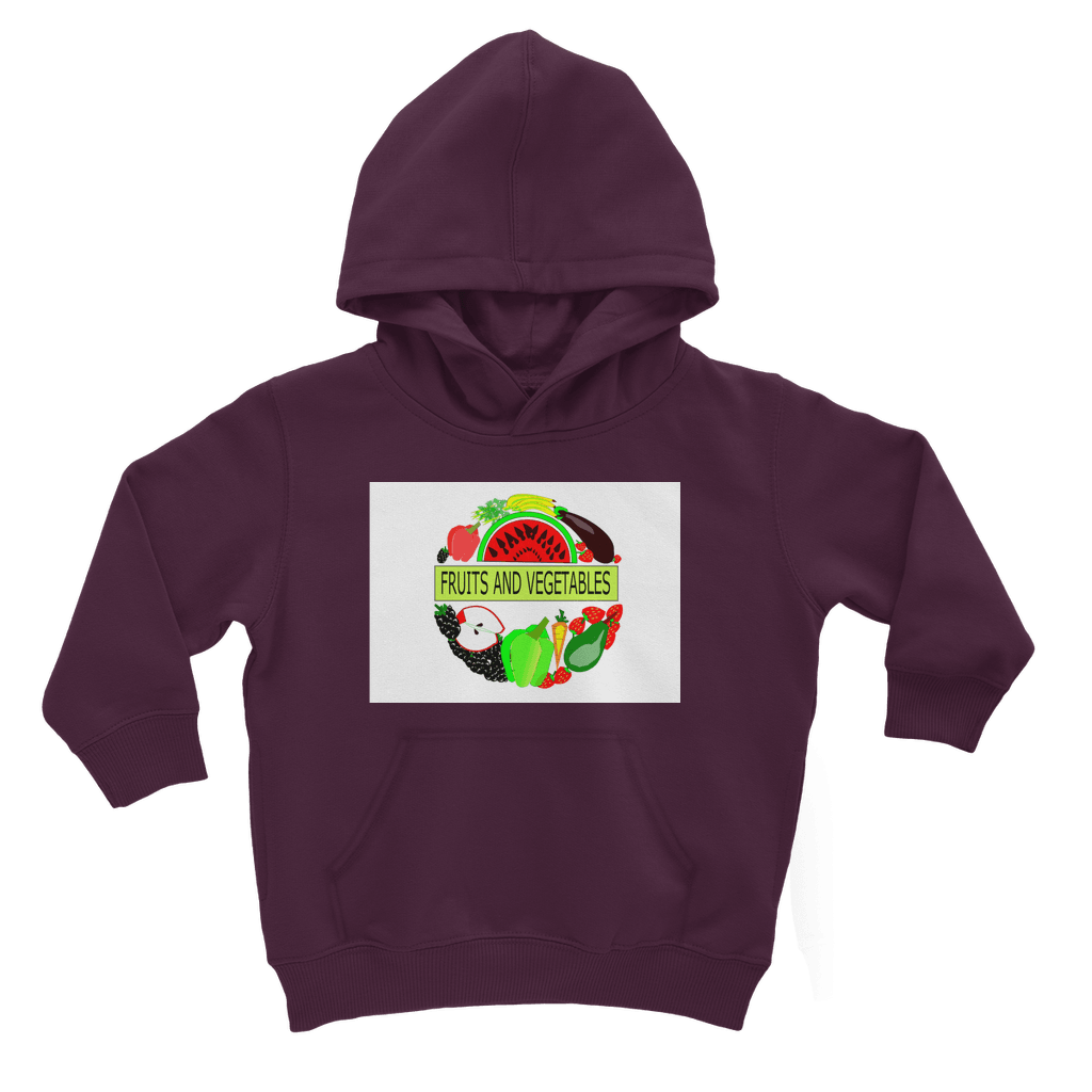 Classic Kangaroo Pouch Pocket Fruits And Vegetables Design Kids Hoodie - Mercy Abounding