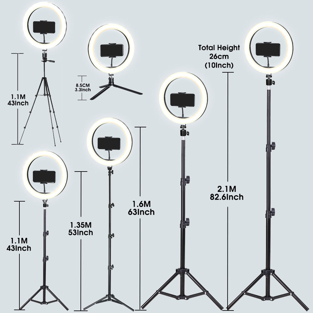 Ring Light Tripod Stand Selfie Phone Video Stream Recording