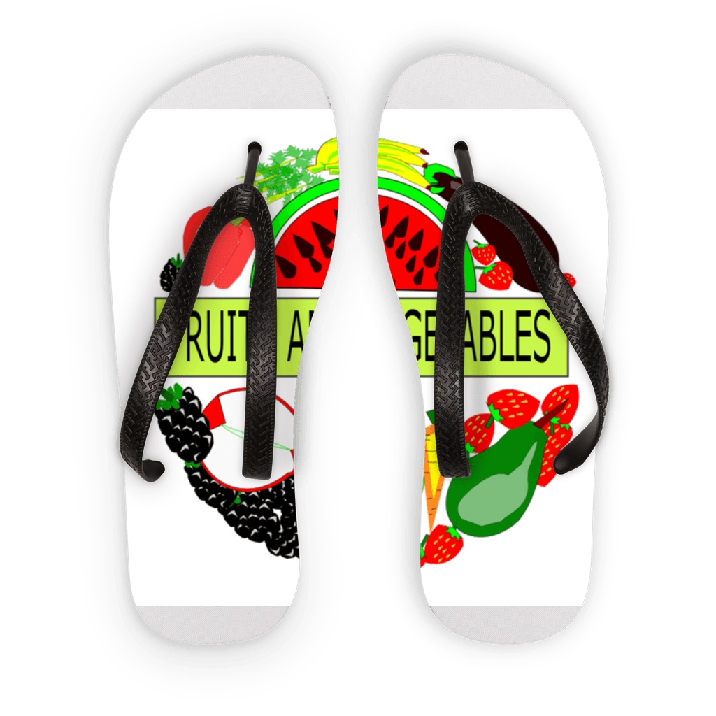 Comfortably Fruits And Vegetables Design Kids Flip Flops - Mercy Abounding