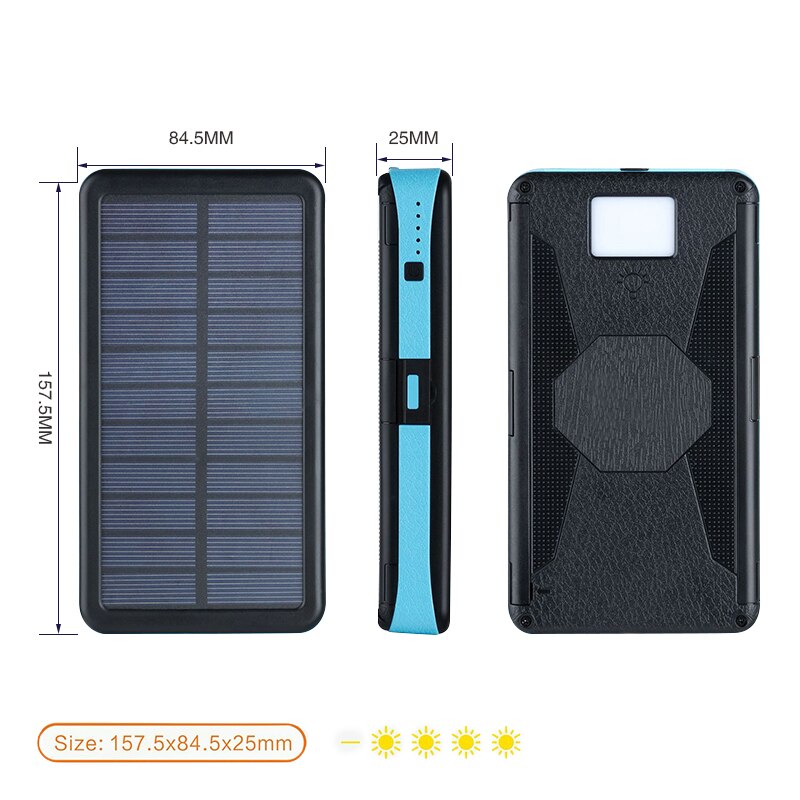Waterproof Solar Power Bank Foldable Xiaomi iphone HUAWEI