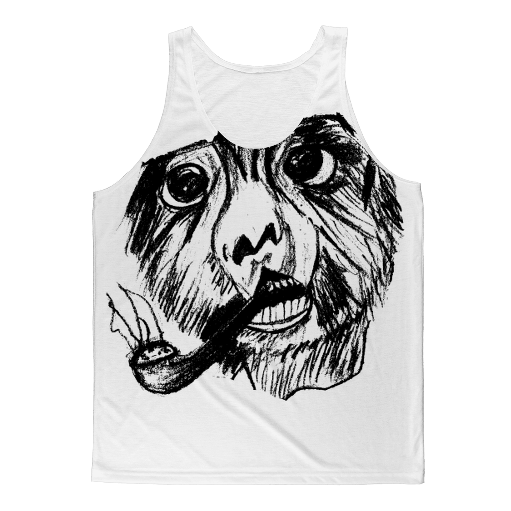 Simple Smoking Monkey Design Polyester Ribbed Neckline Adult Tank Top - Mercy Abounding
