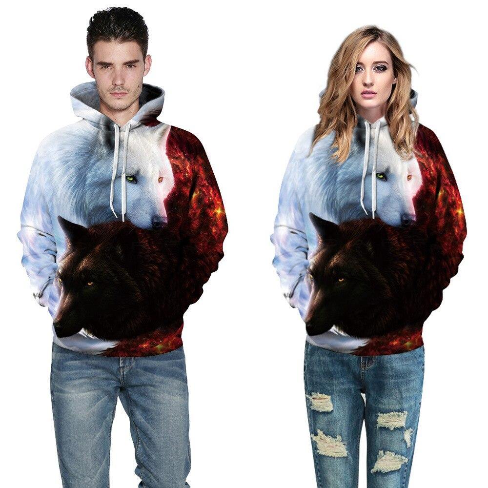 Gorgeous Men Woman Wolf Hooded Sweater For Couple, Sport - Mercy Abounding