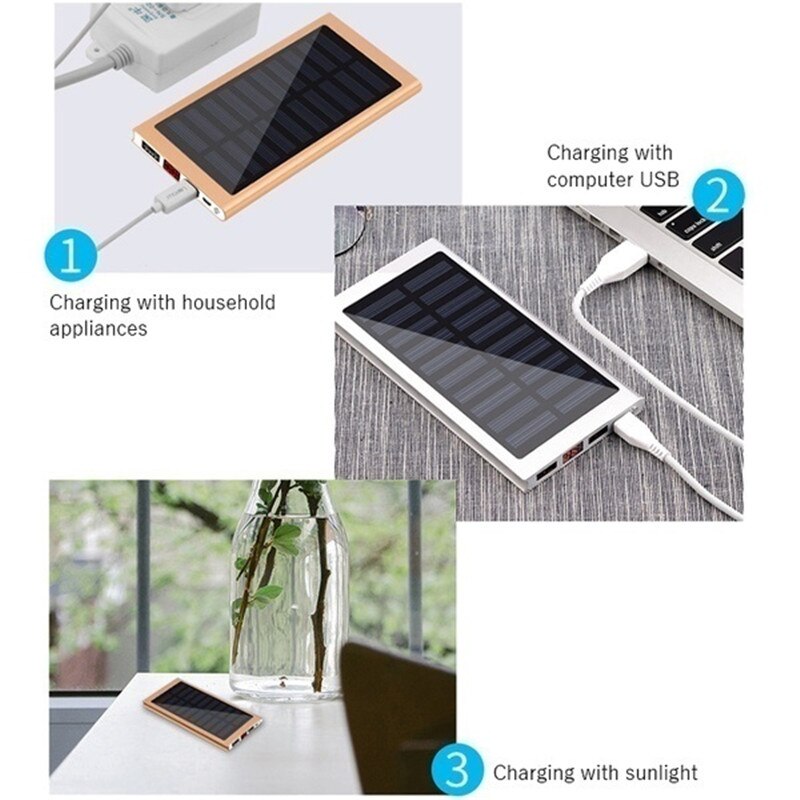 Wireless Phone laptop Solar Power Bank 30000 mAh