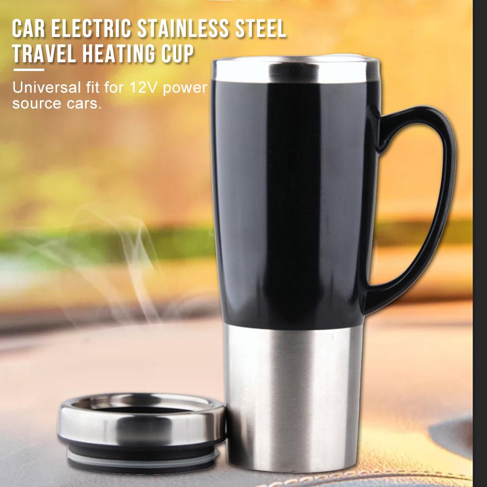 Electric Car Stainless Steel Heating Mug Travel Coffee Tea 450ML