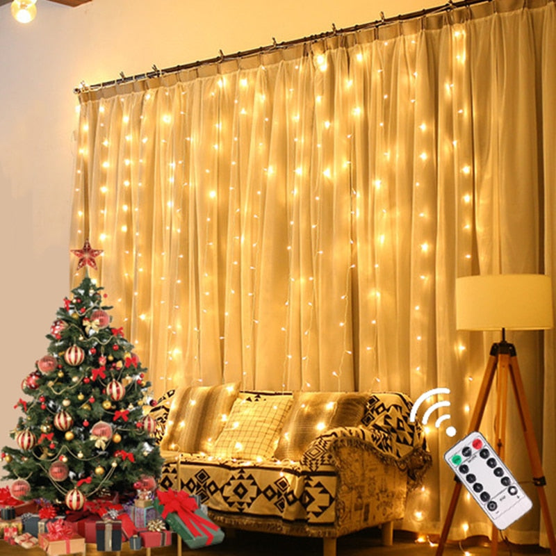 Christmas Led Fairy Light Garland Curtain Home Wedding Decor