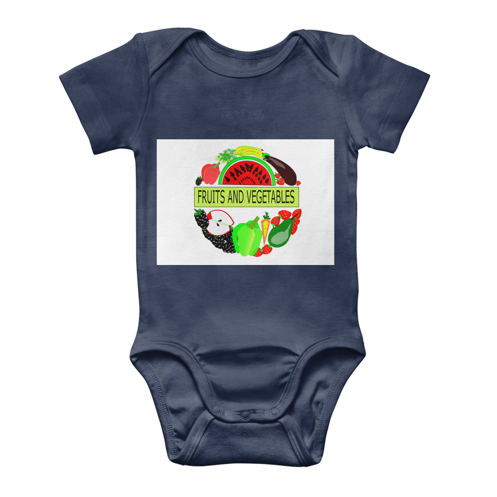 Classic Fruits And Vegetables Design Baby Short Sleeve Bodysuit - Mercy Abounding