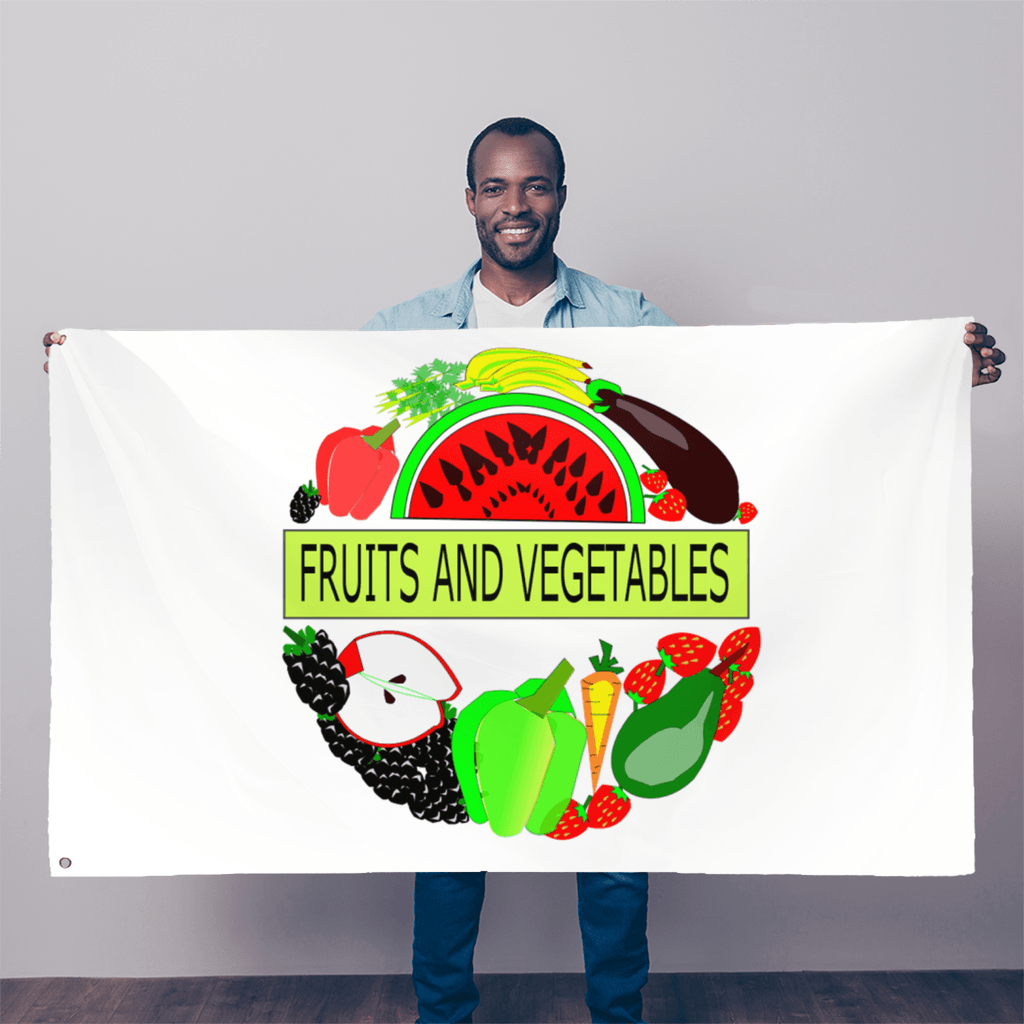 Double Stitched Fruits And Vegetables Design Edges Eyelets 2 Hanging Flag - Mercy Abounding