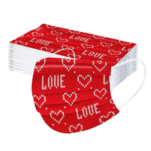 Adult Valentine Wedding Love Heart Reusable Washable Gifts Face Mask