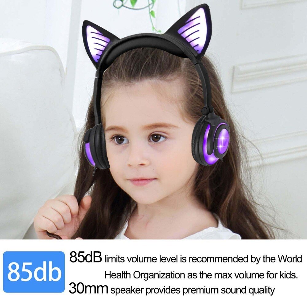 Cat Wireless Headphones Flashing Glowing Bluetooth Headset