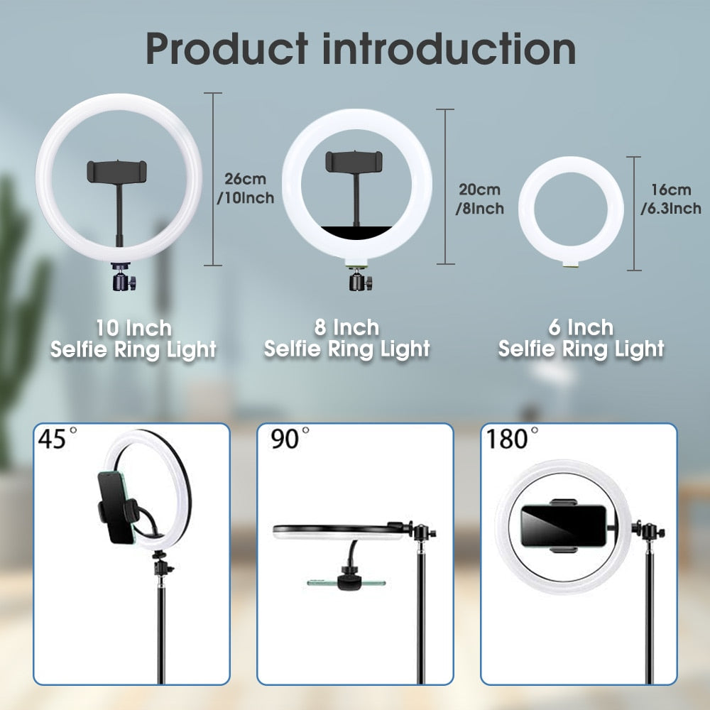 Ring Light Tripod Stand Selfie Phone Video Stream Recording